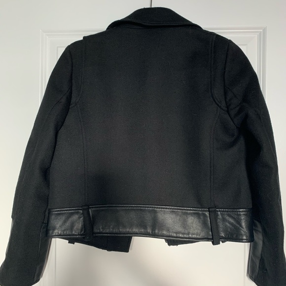 CLUB MONACO - Wool & Leather Moto Jacket - Size 0 - Picture 8 of 9